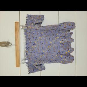 American Eagle Outfitters large blue with burgundy & yellow floral crop top
